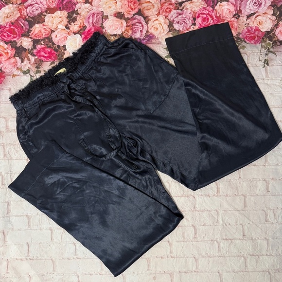 Navy Satin trouser Pants size M - Picture 2 of 7